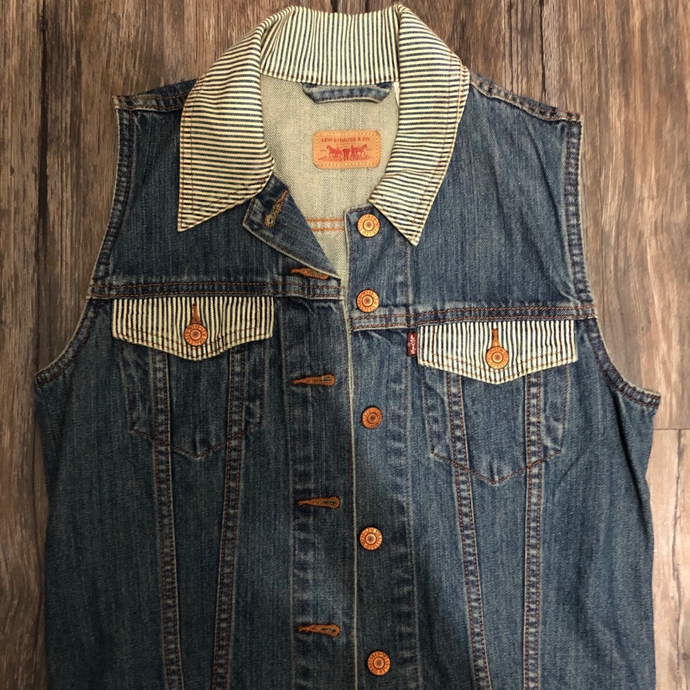 Levi’s striped denim blue vest